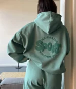 Mr Winston Deep Sage Puff Hoodie Sweat