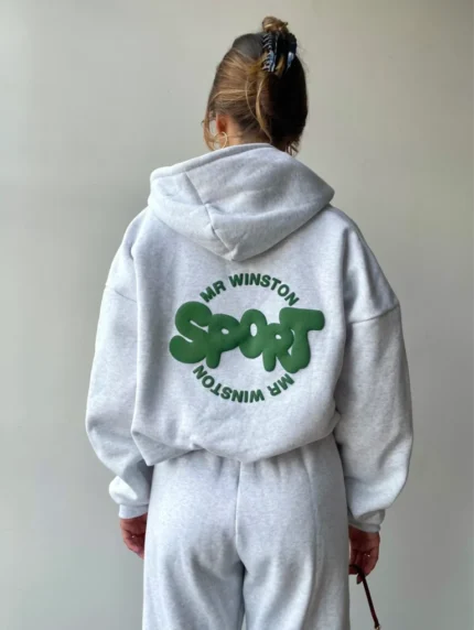 Mr Winston Grey Marle Puff Hoodie Sweat