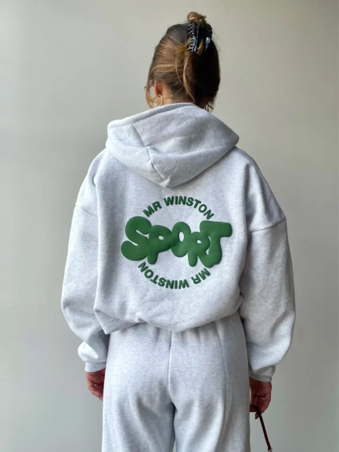 Mr Winston Grey Marle Puff Hoodie Sweat