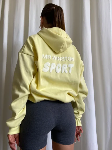 Mr Winston Pale Lemon Puff Hoodie Sweat